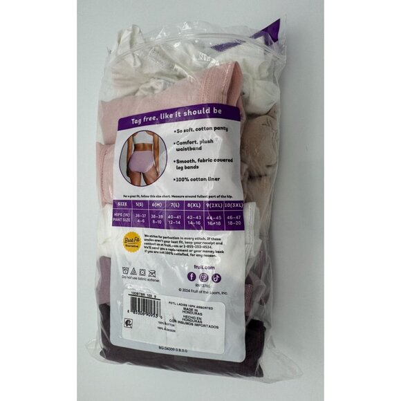 Fruit of the Loom 10 Cotton Briefs Multicolor Pack of 10 Pairs Womens Size 9 2XL - Picture 2 of 3